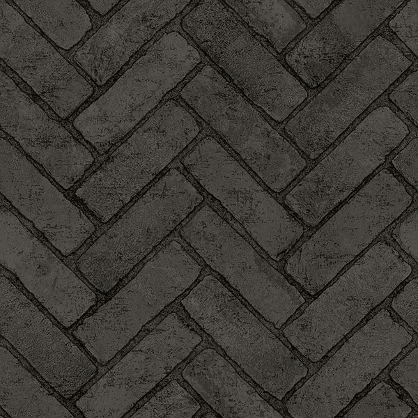 media image for Canelle Black Brick Herringbone Wallpaper 23