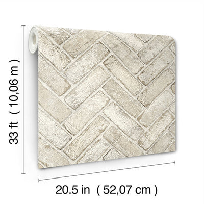 product image for Canelle Taupe Brick Herringbone Wallpaper 93
