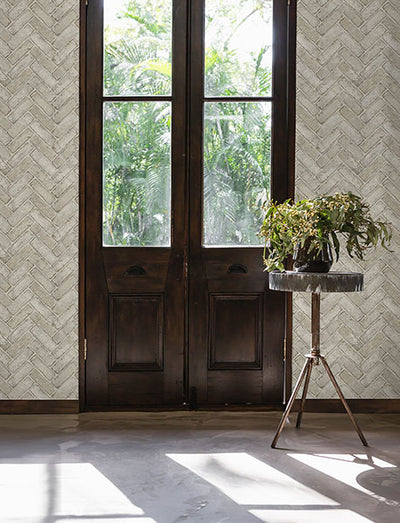 product image for Canelle Taupe Brick Herringbone Wallpaper 59