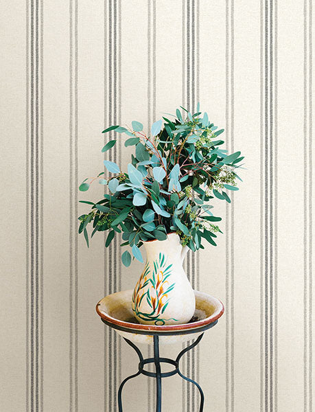 media image for Lovage Charcoal Linen Stripe Wallpaper 272