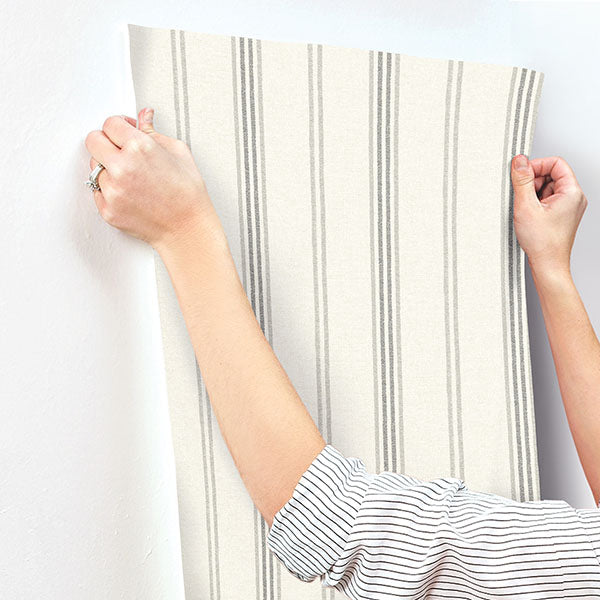 media image for Lovage Charcoal Linen Stripe Wallpaper 250