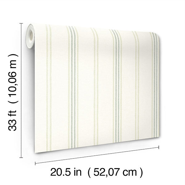media image for Lovage Green Linen Stripe Wallpaper 212