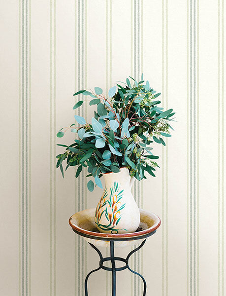 media image for Lovage Green Linen Stripe Wallpaper 242