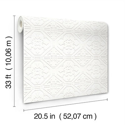 product image for Brooklyn White Tin Paintable Wallpaper 68