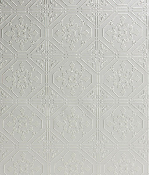 media image for Brooklyn White Tin Paintable Wallpaper 222