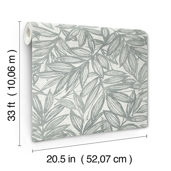 media image for Rhythmic Grey Leaf Wallpaper 240