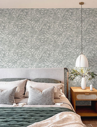 product image for Rhythmic Grey Leaf Wallpaper 61