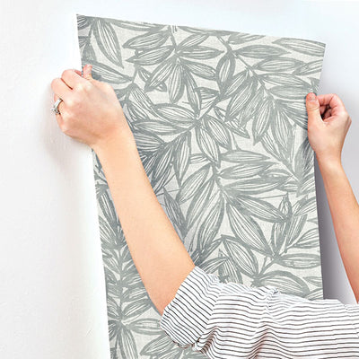 product image for Rhythmic Grey Leaf Wallpaper 71
