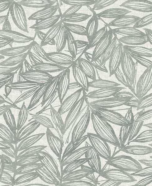 media image for Rhythmic Grey Leaf Wallpaper 282
