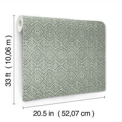 product image for Gallivant Green Woven Geometric Wallpaper 64