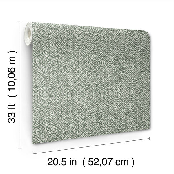 media image for Gallivant Green Woven Geometric Wallpaper 212