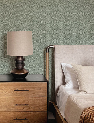 product image for Gallivant Green Woven Geometric Wallpaper 69
