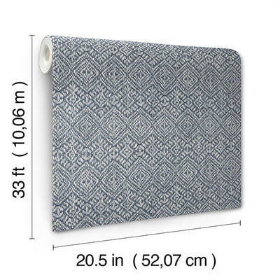 product image for Gallivant Indigo Woven Geometric Wallpaper 37