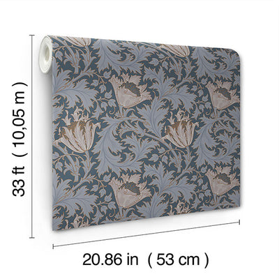 product image for Anemone Dark Blue Floral Trail Wallpaper 98