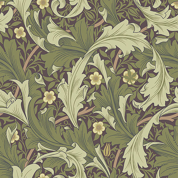 media image for Granville Plum Leafy Vine Wallpaper 248