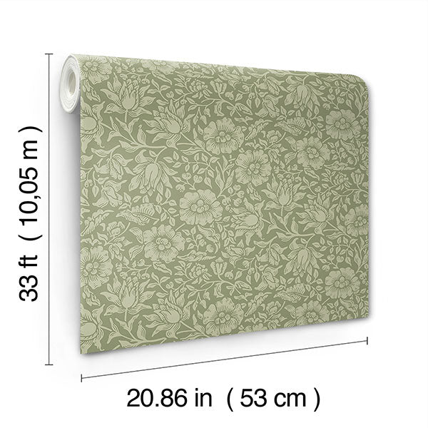 media image for Mallow Green Floral Vine Wallpaper 20