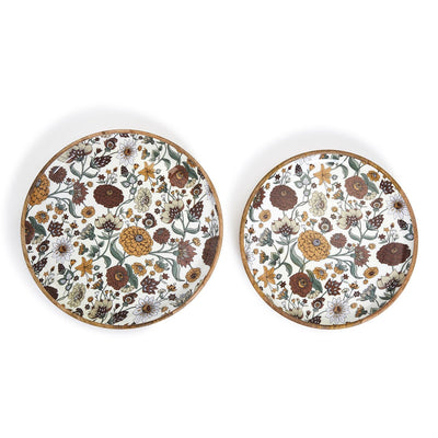 product image for Naturally Floral Hand-Crafted Wood Round Tray - Set of 2 20
