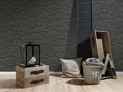 product image for Flat Stone Wallpaper in Black/Grey 2