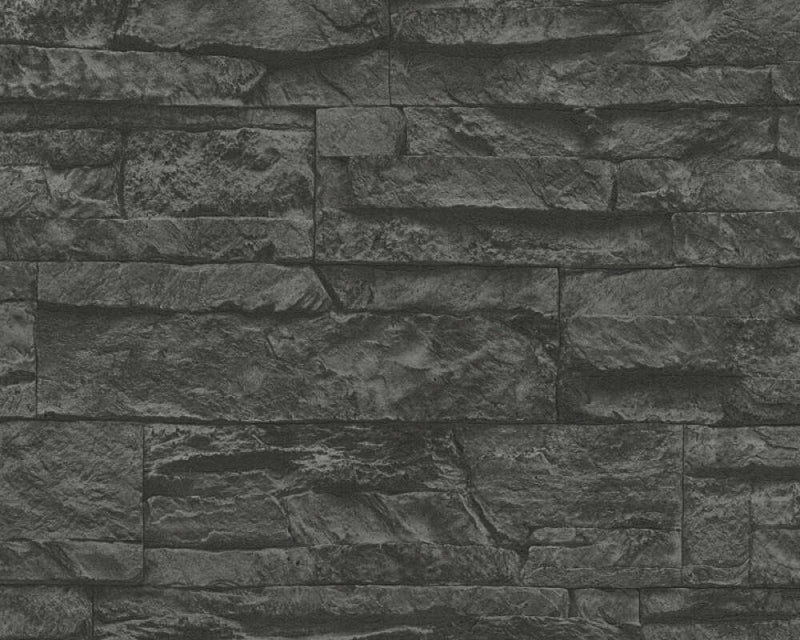 media image for Flat Stone Wallpaper in Black/Grey 234