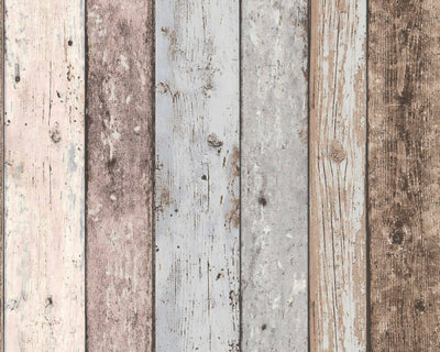product image of Cottage Wood Planks Wallpaper in Beige/Blue/Brown 541