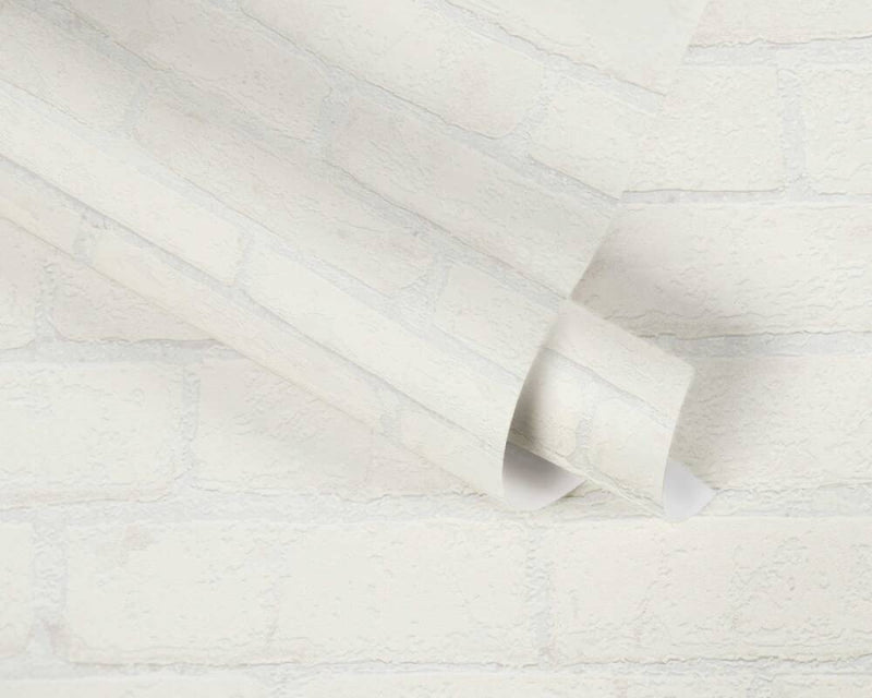 media image for Cottage Brick Wallpaper in White/Metallic 250
