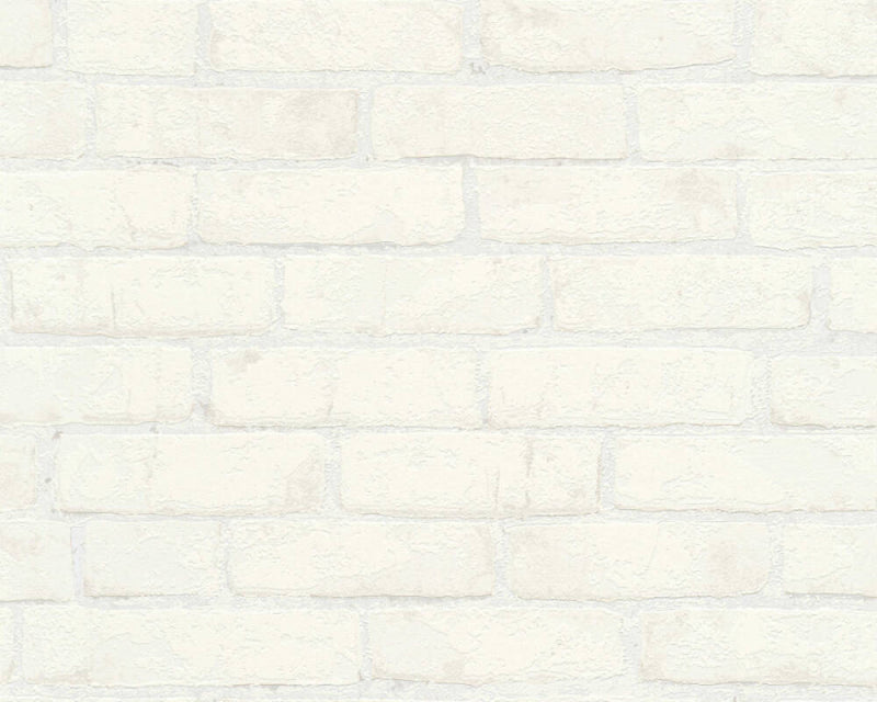 media image for Cottage Brick Wallpaper in White/Metallic 298