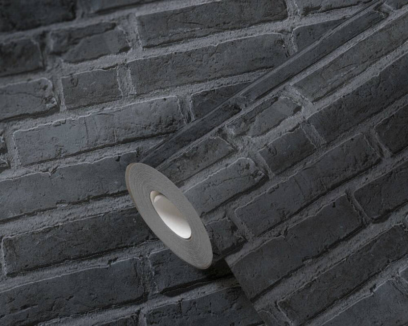 media image for Brick Deco Wallpaper in Black/Grey 276