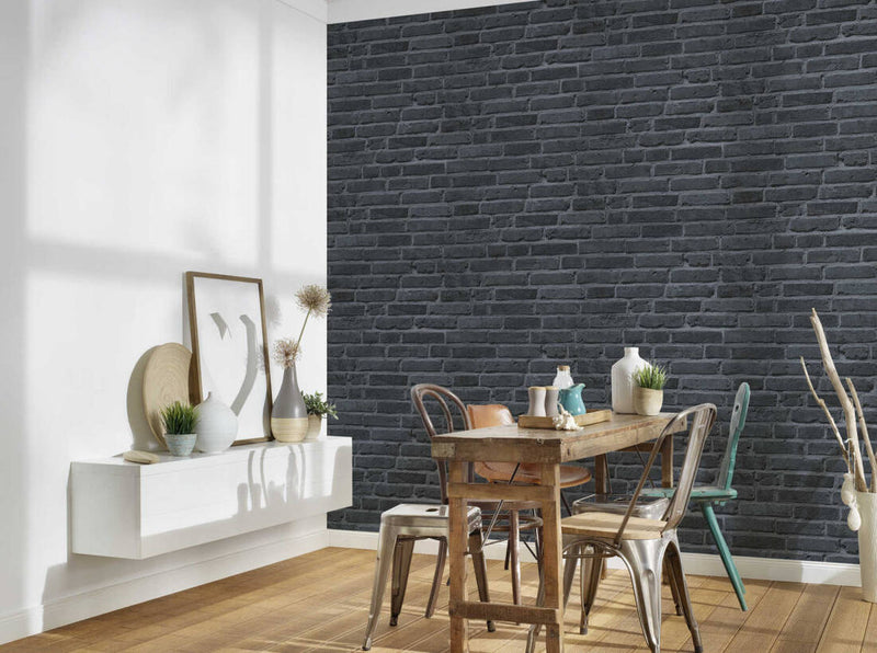 media image for Brick Deco Wallpaper in Black/Grey 219