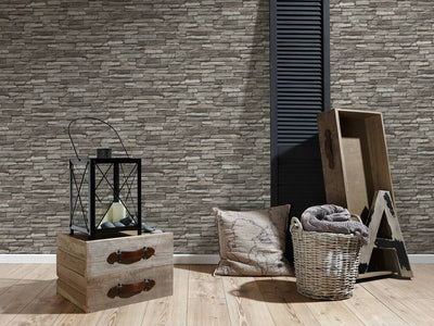 product image for Flat Stone Wallpaper in Black/Cream/Grey 85