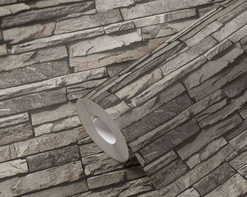 media image for Flat Stone Wallpaper in Black/Cream/Grey 230