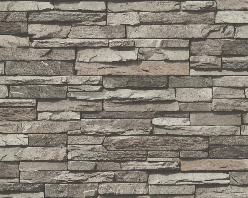 media image for Flat Stone Wallpaper in Black/Cream/Grey 238
