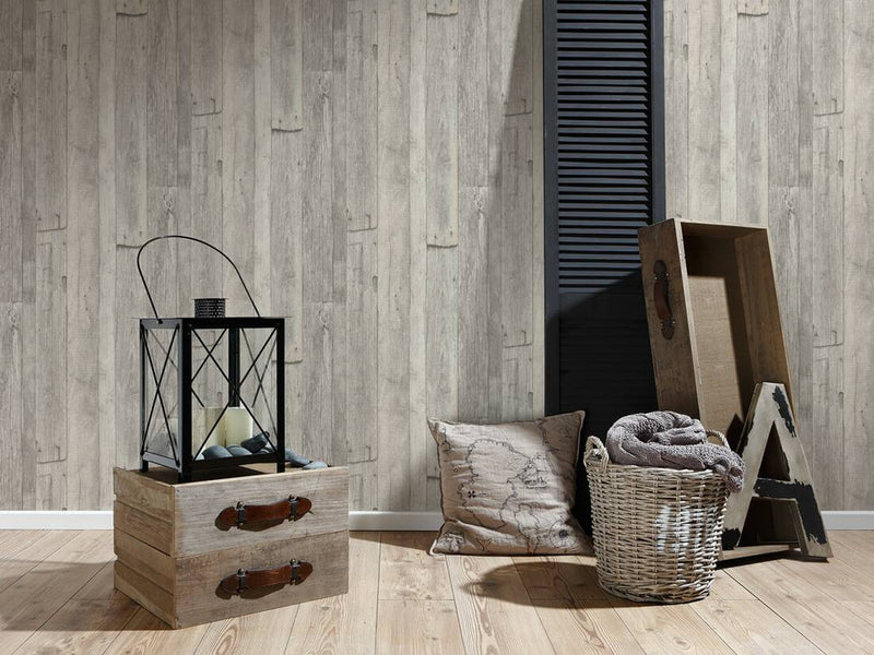 media image for Cottage Wood Wallpaper in Beige/Cream/Grey 247