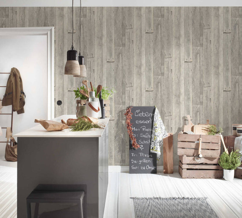 media image for Cottage Wood Wallpaper in Beige/Cream/Grey 263