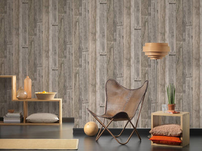 product image for Cottage Wood Wallpaper in Beige/Black/Cream 82