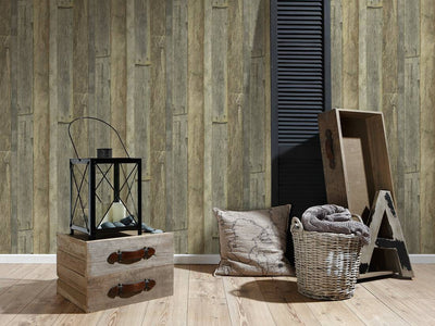 product image for Cottage Wood Wallpaper in Brown/Cream/Yellow 86