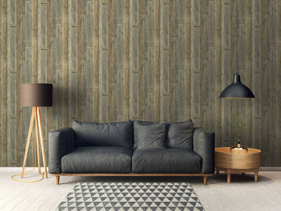 product image for Cottage Wood Wallpaper in Brown/Cream/Yellow 66