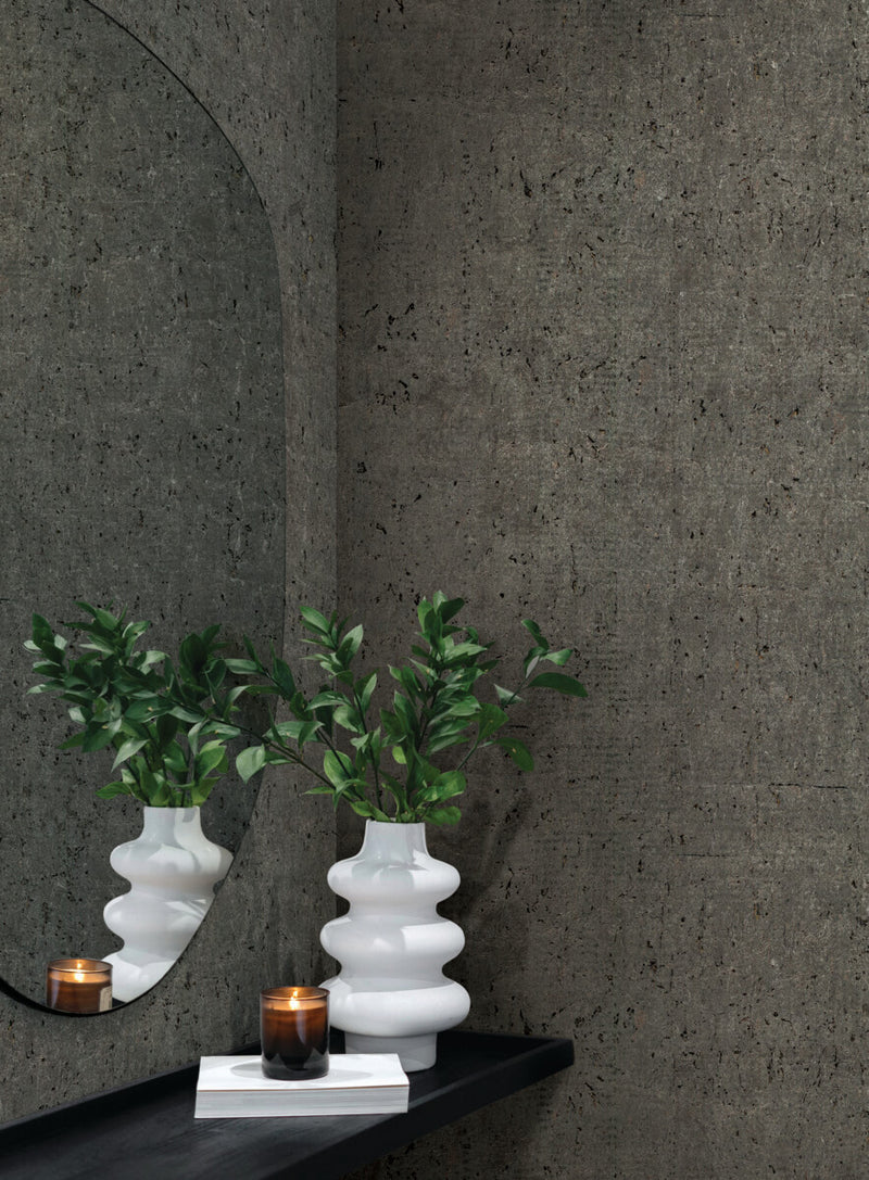 Shop Cork Wallpaper in Charcoal/Gold Burke Decor