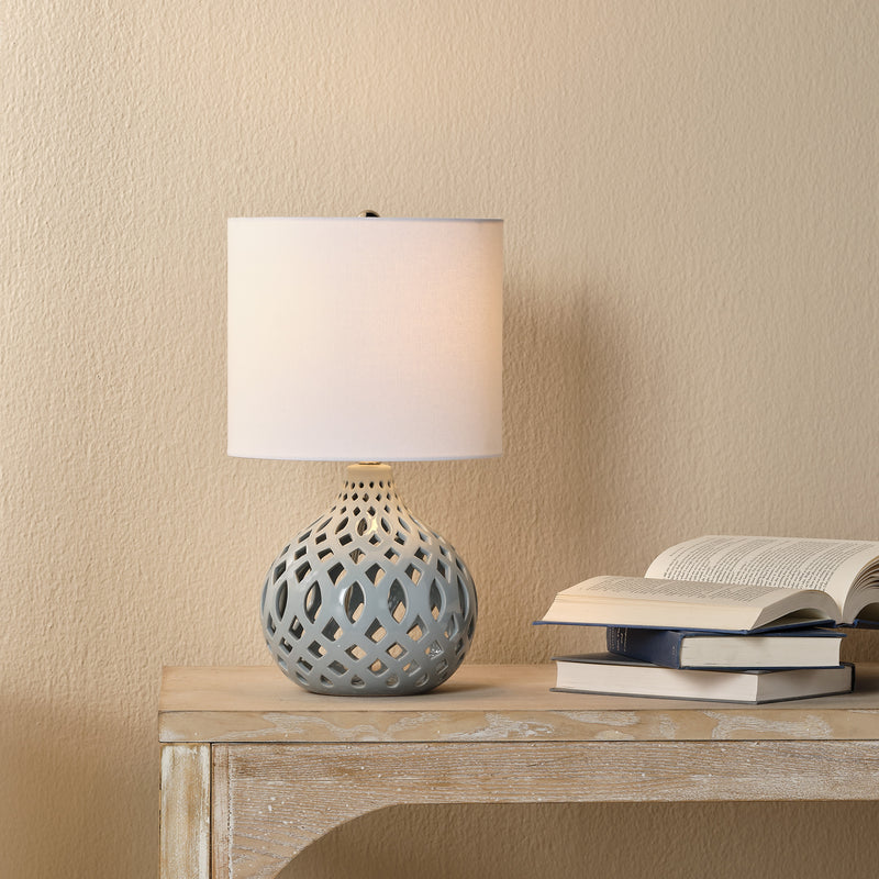 media image for Fretwork Table Lamp Pale Blue Style 1 288