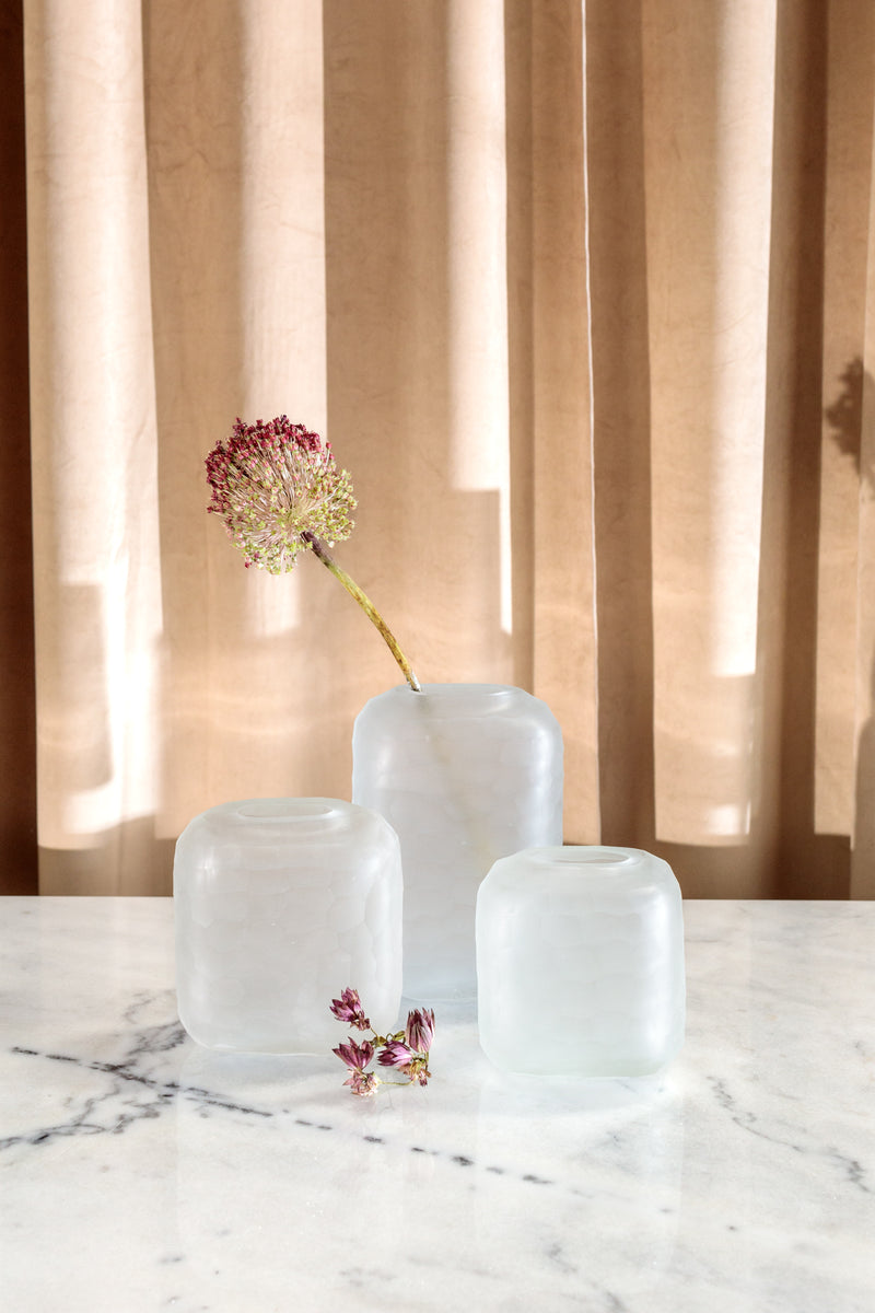 media image for Hammered Frosted Glass Vase - Clear - Large 256