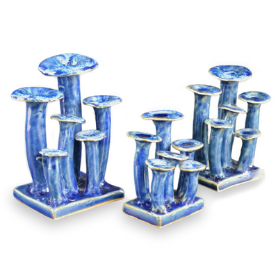 product image for Wild Blue Mushrooms Set Of 3 By Currey Company Cc 1200 0745 2 4