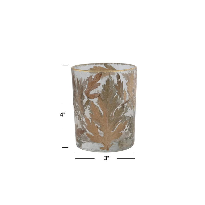 media image for Gold Oak Leaf Tealight Holder 266