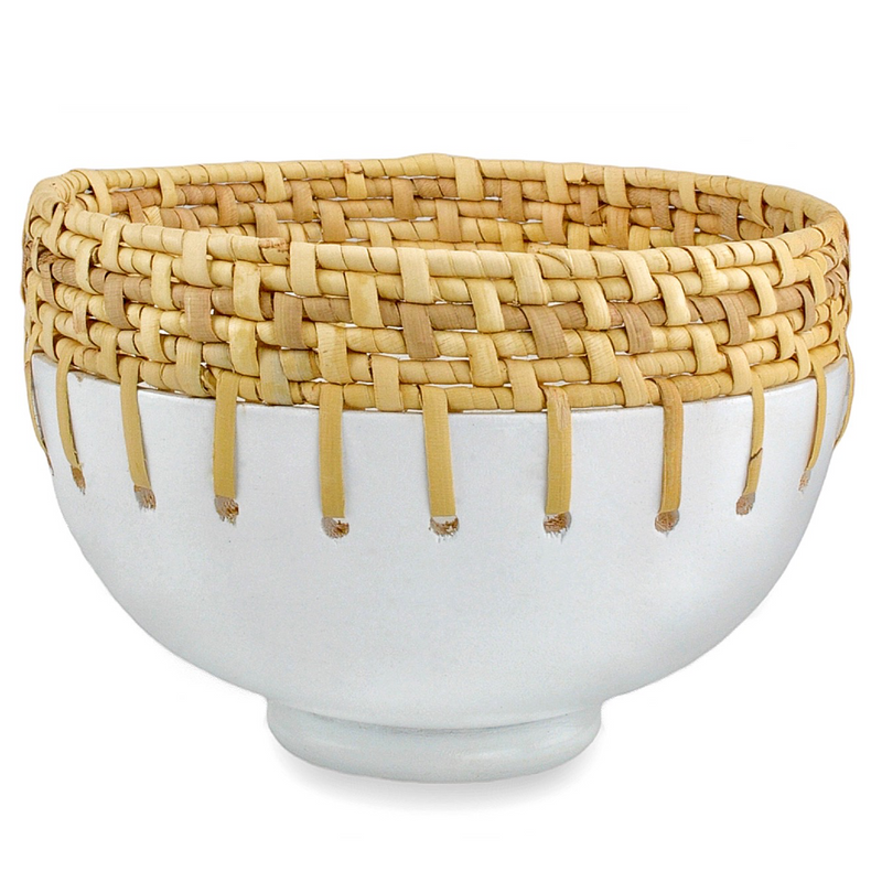 media image for Kyoto Rattan White Bowl By Currey Company Cc 1200 0729 1 278