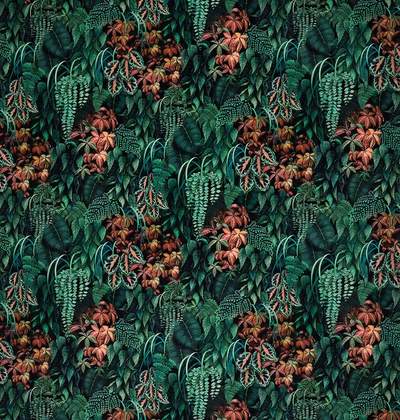 product image for Green Wall Velvet Fabric in Peacock 6
