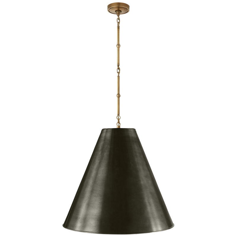 media image for products goodman large hanging lamp in hand rubbed antique brass with bronze shade 1 213