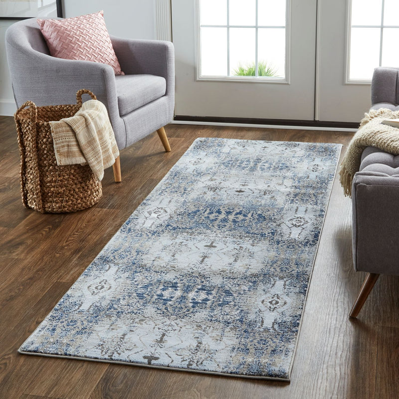 media image for Javers Ice Blue and Navy Rug by BD Fine Roomscene Image 1 238