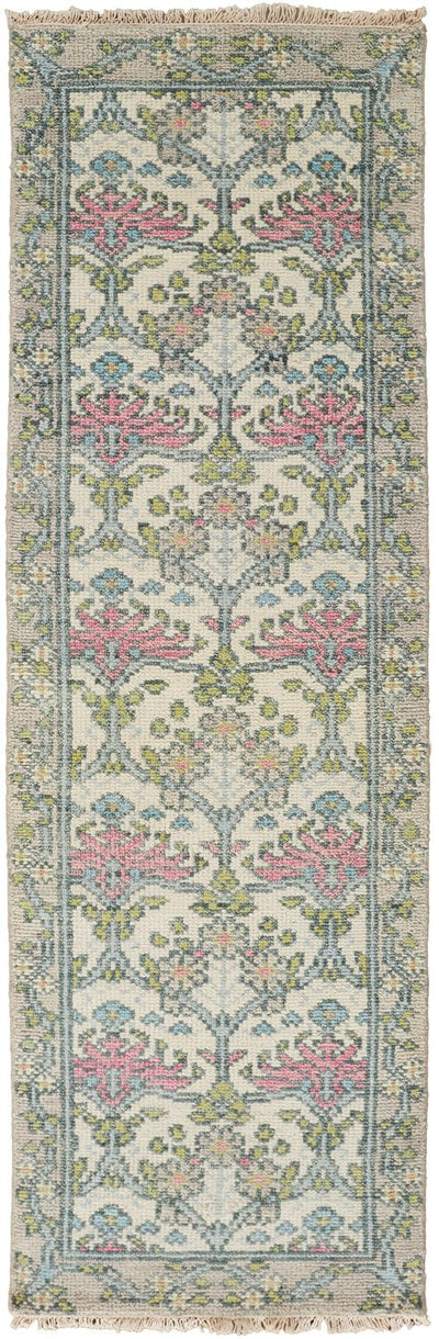 product image for Bennet Hand Knotted Gray and Pink Rug by BD Fine Flatshot Image 1 93