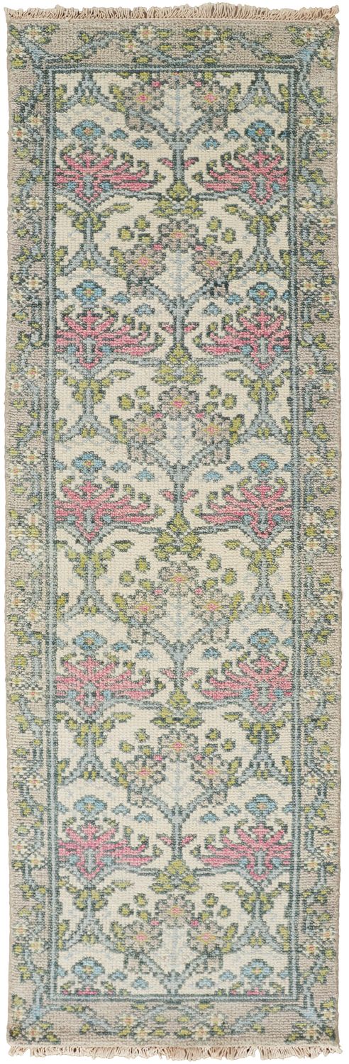 media image for Bennet Hand Knotted Gray and Pink Rug by BD Fine Flatshot Image 1 280