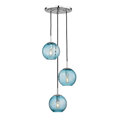 product image for hudson valley rousseau 3 light pendant with blue glass 2033 2 64