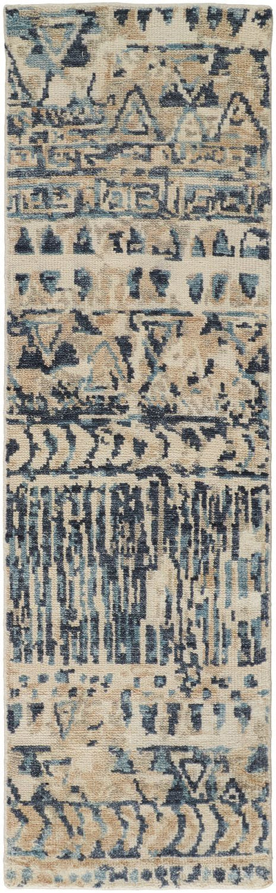 product image for Scottsdale Hand Knotted Blue and Beige Rug by BD Fine Flatshot Image 1 55