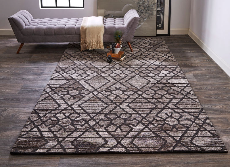media image for Palatez Hand Tufted Gray and Black Rug by BD Fine Roomscene Image 1 219